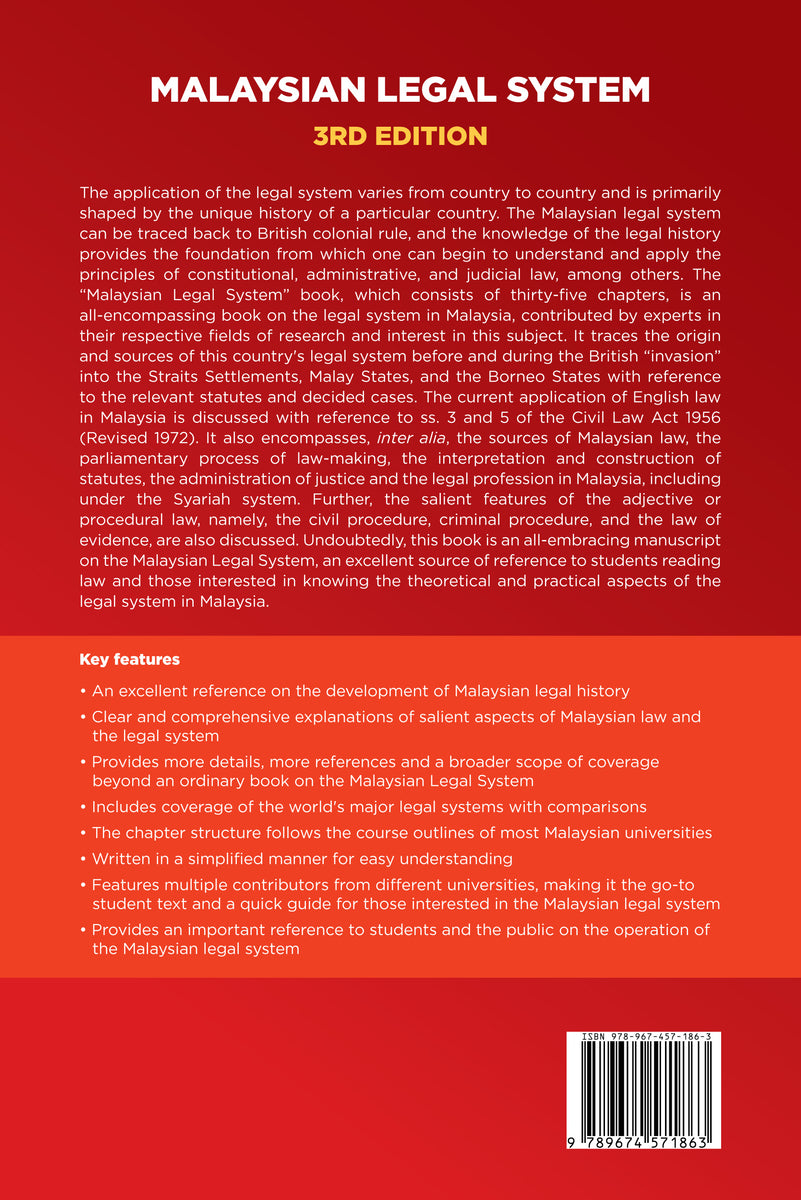 Malaysian Legal System, 3rd Edition 2023 Law Books Malaysia