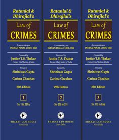Law of CRIMES by RATANLAL & DHIRAJLAL (Set of 3 Vols.) – 29th Edition | 2023