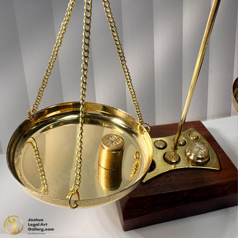 Gold Star Wooden Brass Scale of Justice