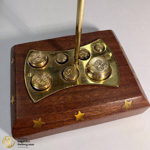 Gold Star Wooden Brass Scale of Justice