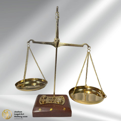 Gold Star Wooden Brass Scale of Justice