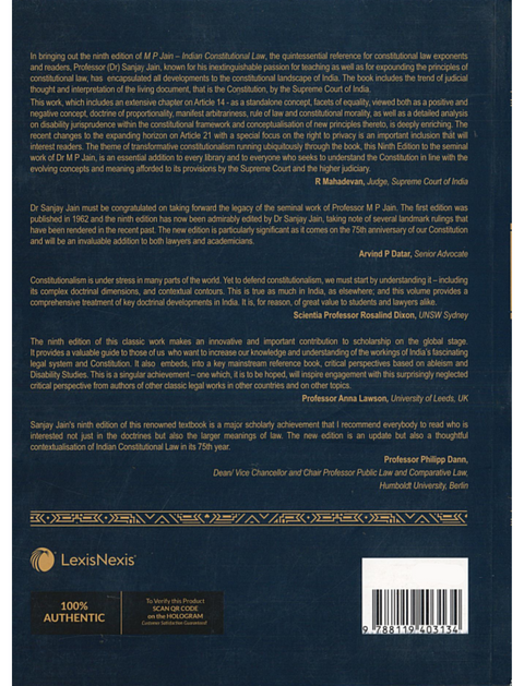 Indian Constitutional Law, 9th Edition by M P Jain | 2025