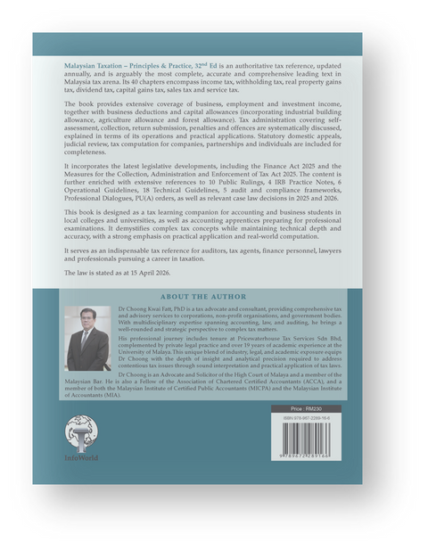 Malaysian Taxation Principles and Practice, 32nd Ed by Choong Kwai Fatt | 2026*