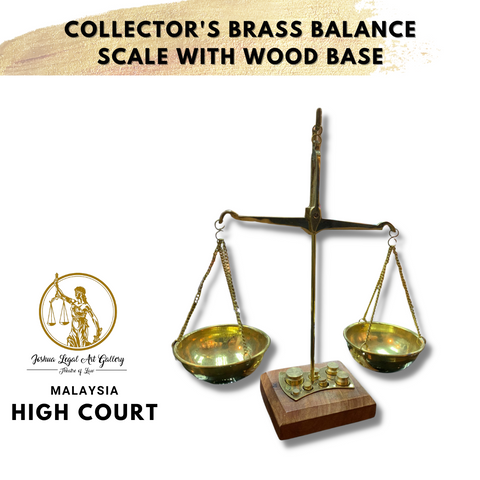 Collector's Brass Balance Scale with Wood Base