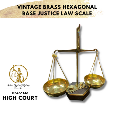 Vintage Brass Hexagonal Base Justice Law Scale