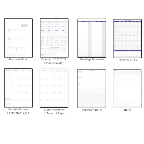 2026 Executive Planner – A4 Size Corporate Calendar and Diary with Yearly and Monthly Planning Columns, Suitable for Desk or Table