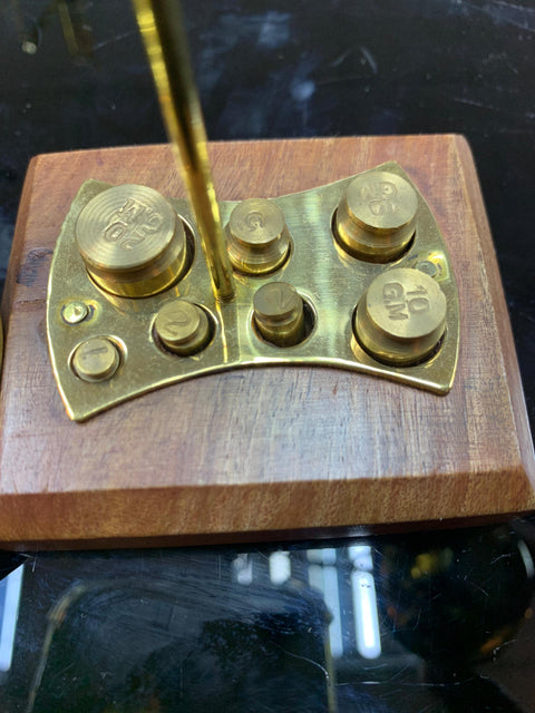 Collector's Brass Balance Scale with Wood Base