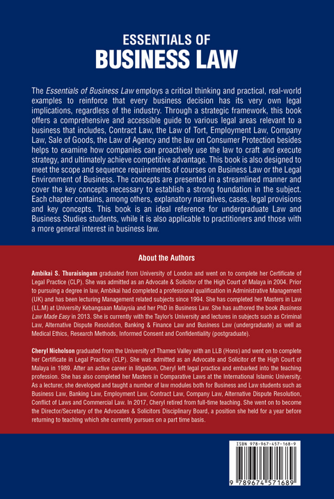 Essentials of Business Law by Ambikai S. Thuraisingam & Cheryl Nicholson | 2022