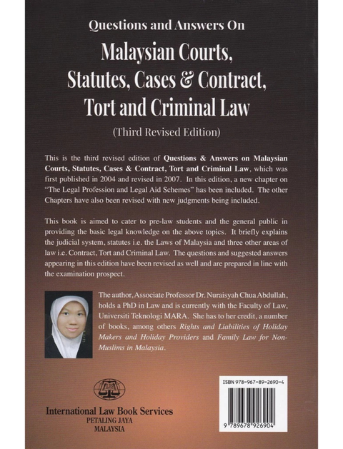 Questions & Answers on Malaysian Courts, Statutes, Cases & Contract, Tort and Criminal Law (Third Revised Ed)