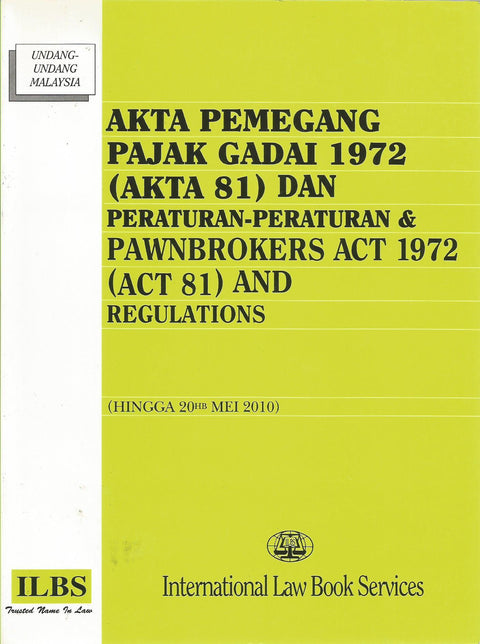 PAWNBROKER ACT 1972 (ACT 81) & REGULATIONS freeshipping - Joshua Legal Art Gallery - Professional Law Books