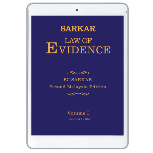 Sarkar Law of Evidence, 2nd Malaysia Edition  (E-book) freeshipping - Joshua Legal Art Gallery - Professional Law Books