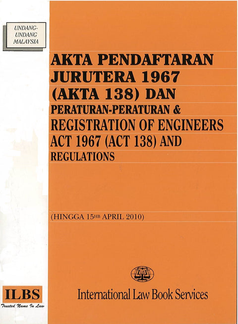 REGISTRATION OF ENGINEERS ACT 1967 (ACT 138) AND REGULATIONS (TOGETHER WITH MALAY VERSION) freeshipping - Joshua Legal Art Gallery - Professional Law Books