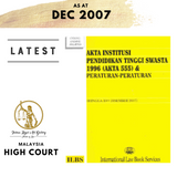 Akta Institusi Pendidikan Tinggi Swasta 1996 (Akta 555) (Hingga 10hb DISEMBER 2007)