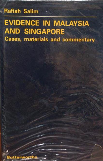 Evidence in Malaysia and Singapore: Cases, Materials and Commentary freeshipping - Joshua Legal Art Gallery - Professional Law Books