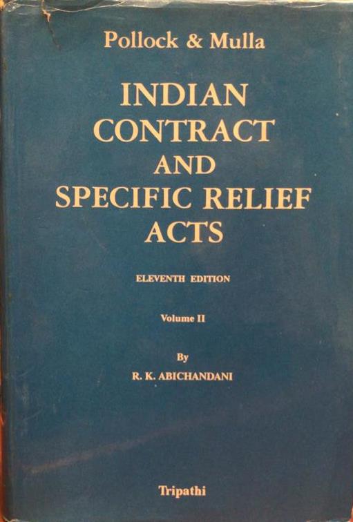 Indian Contract and Specific Relief Acts, 11th Edition, Volume 2 (1994) freeshipping - Joshua Legal Art Gallery - Professional Law Books