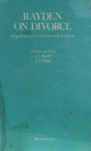 Rayden on Divorce Supplement to 14th Edition freeshipping - Joshua Legal Art Gallery - Professional Law Books