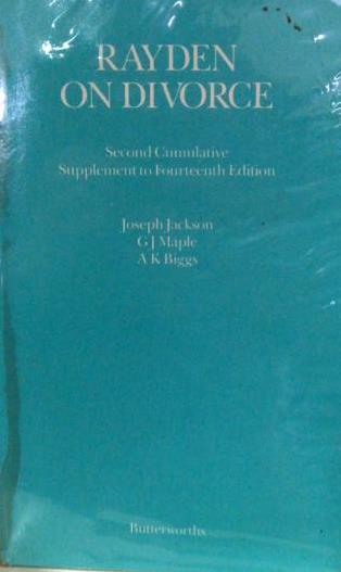 Rayden on Divorce Second Cumulative Supplement to 14th Edition freeshipping - Joshua Legal Art Gallery - Professional Law Books