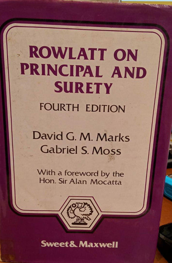 Rowlatt On Principle And Surety (Fourth Edition) freeshipping - Joshua Legal Art Gallery - Professional Law Books
