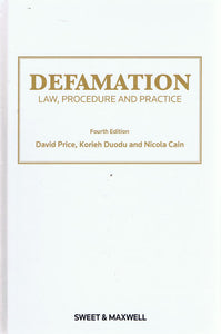 Defamation: Law, Procedure and Practice, 4th Edition freeshipping - Joshua Legal Art Gallery - Professional Law Books